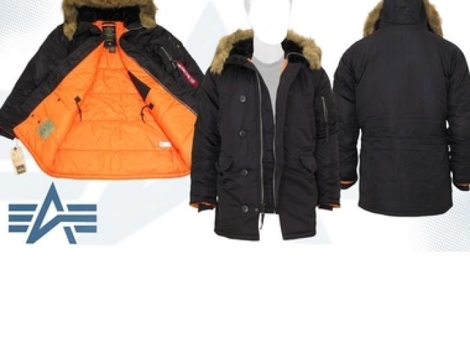 Куртка утеплённая Slim Fit N-3B Parka Alpha Industries Black/Orange, S