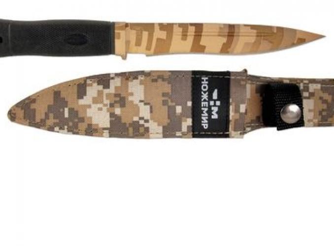 Нож нескладной Ножемир H-148С, рукоять-эластрон, сталь 65х13, цвет камуфляж