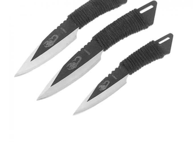 Сувенирный нож в оплётке, набор из 3 штук, черные