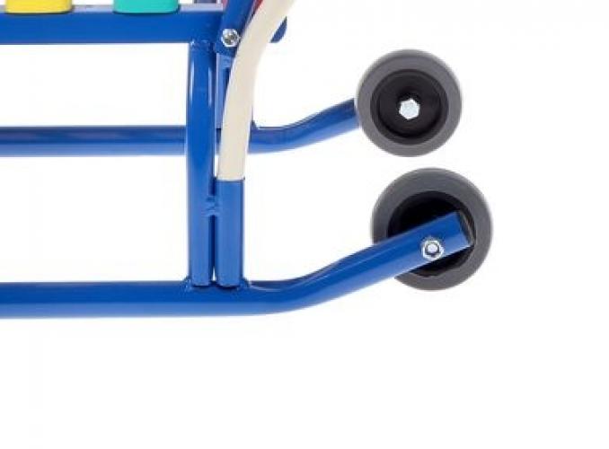 Санки Лео-4ВК с толкателем, с колесами, цвет: синий