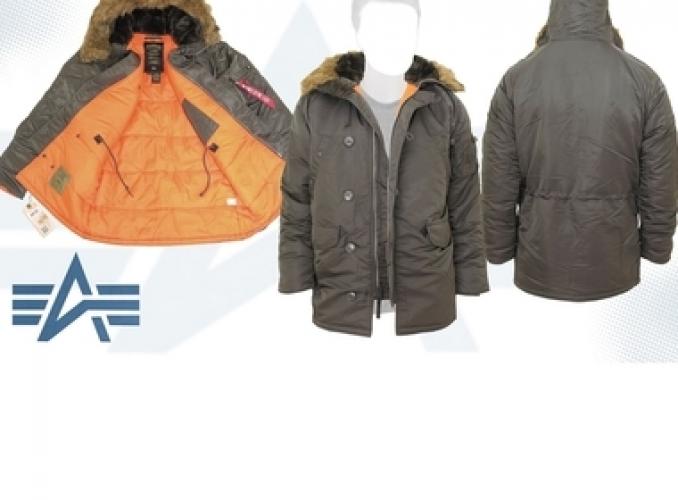 Куртка утеплённая Slim Fit N-3B Parka Alpha Industries Replica Gray/Orange, S