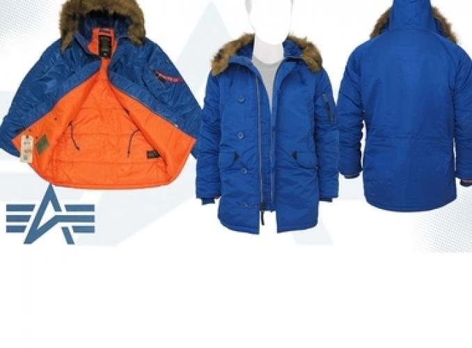 Куртка утеплённая Slim Fit N-3B Parka Alpha Industries Pacific Blue/Orange, 2XL