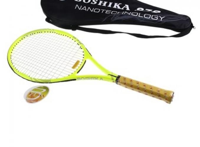 Ракетка для большого тенниса BOSHIKA 978 тренировочная, alumin. 344гр в чехле, желтая