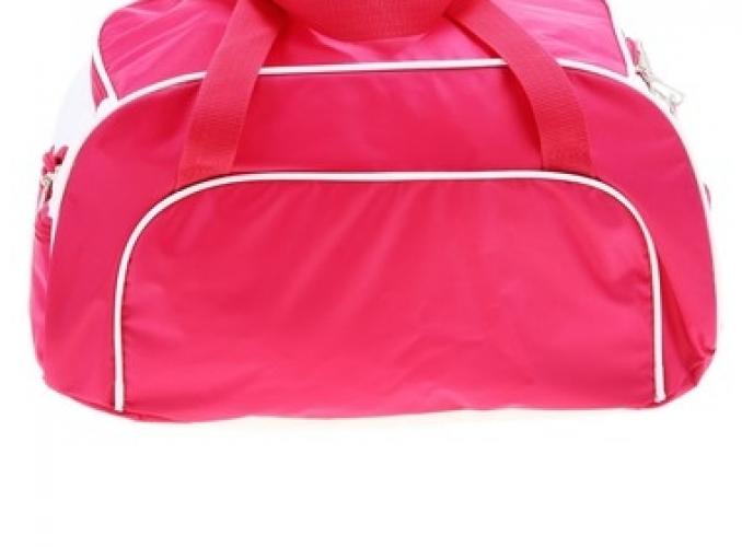 Сумка спортивная на молнии, 1 отдел, 3 наружных кармана, длинный ремень, розовый/белый