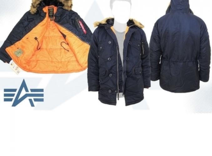 Куртка утеплённая Slim Fit N-3B Parka Alpha Industries Replica Blue/Orange, 4XL