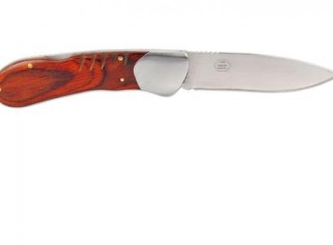 Нож складной Ножемир C-155, рукоять-стабилизированное красное дерево, сталь 65х13