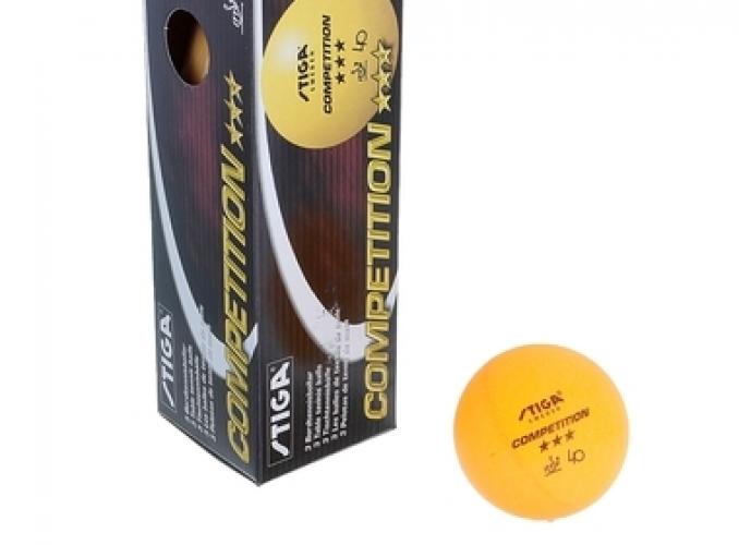 Мяч для настольного тенниса Stiga Competition 3 (ITTF Appr), 40 мм, оранжевый (набор 3 шт.)