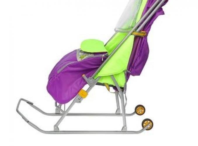 Санки-коляска Тимка Люкс 2015, с прорезиненными колёсами, цвет лаванда