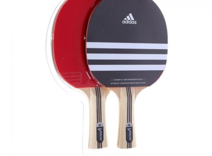 Набор для настольного тенниса Adidas Vigor 120: 2 ракетки, 3 мяча, накладка 1,8 мм, анатомическая ручка