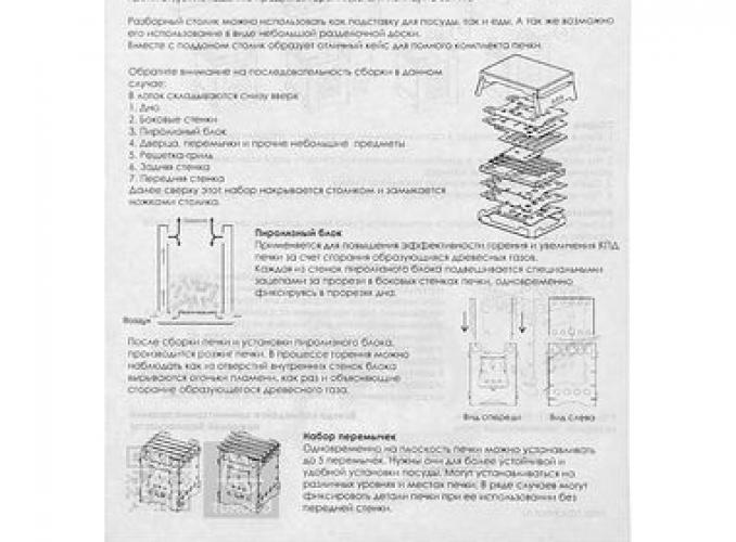 Комплект печи Биохит Т15 (MEGAKIT), 122х122х155 мм, чехол (оксфорд), решетка, пиролизный блок, столи