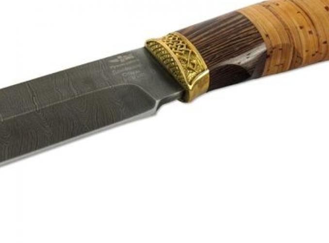 Нож нескладной ВАРАН (5719)д, рукоять-береста/венге, дамасская сталь