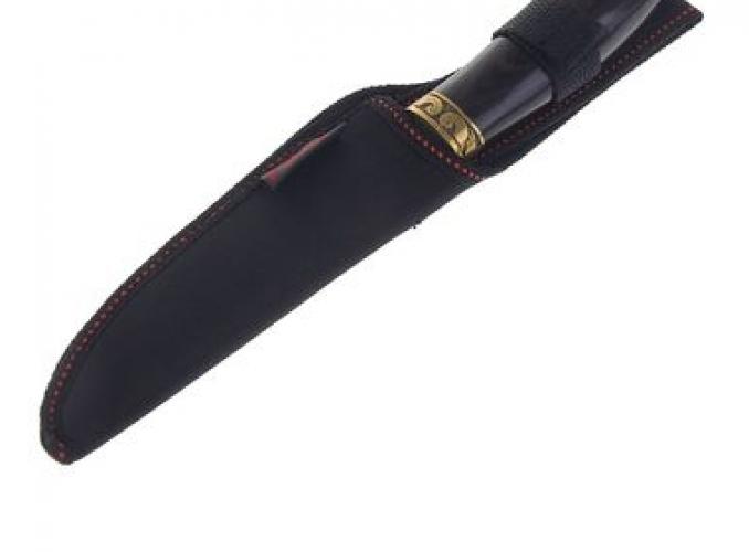 Нож с ручкой под дерево 25,3*3,5*2,5 см. черная ручка