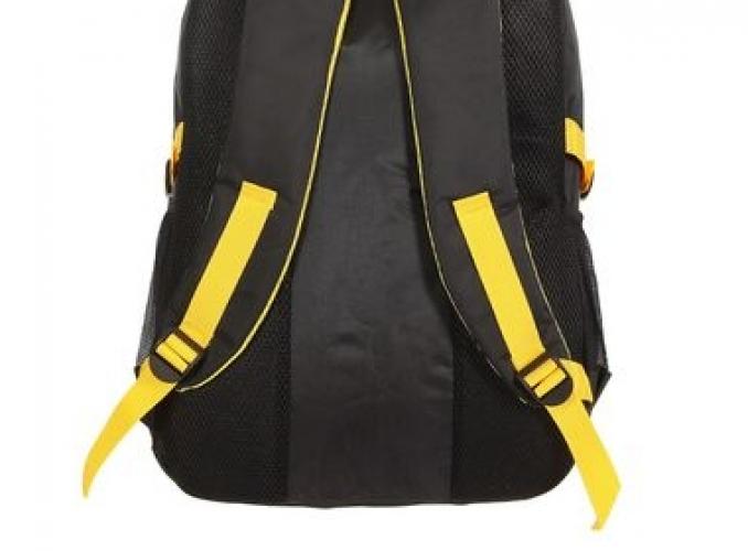 Рюкзак туристический, 3 отдела, 1 наружный и 2 боковых кармана, усиленная спинка, объём - 25л, чёрный/жёлтый