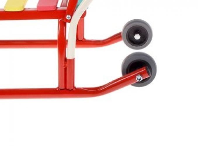 Санки Лео-4ВК с толкателем, с колесами, цвет: красный
