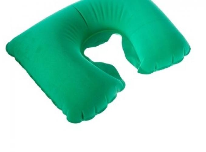 Подушка дорожная надувная, цвет зелёный