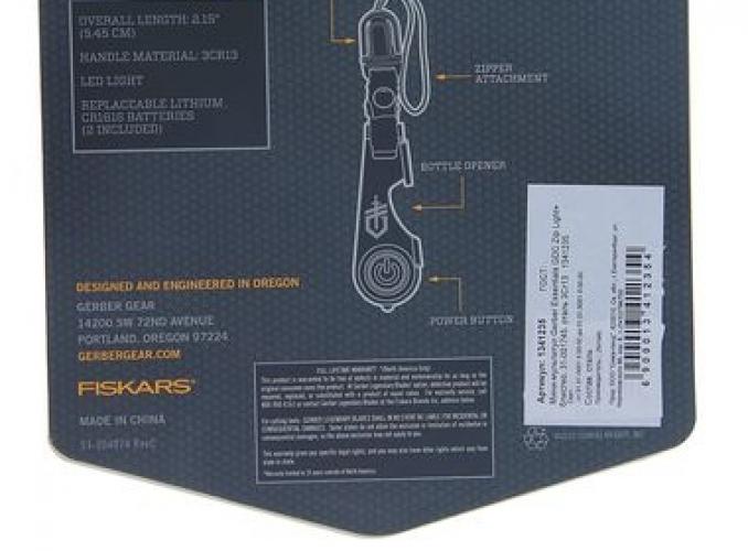 Мини-мультитул Gerber Essentials GDC Zip Light+ блистер, 31-001745, сталь 3Cr13