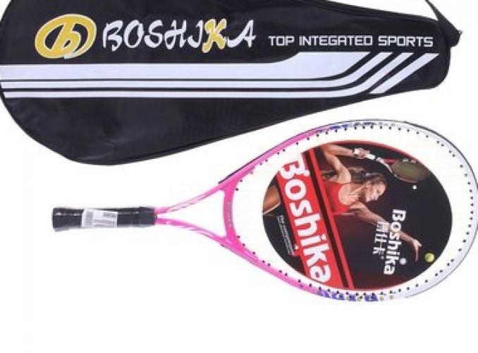 Ракетка для б.тенниса BOSHIKA, детская, алюминиевая, в чехле, цвет розовый