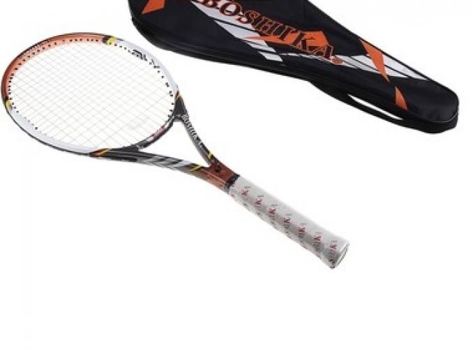 Ракетка для большого тенниса BOSHIKA 100 трениренировочная, alumin. 352гр в чехле, оранжевый