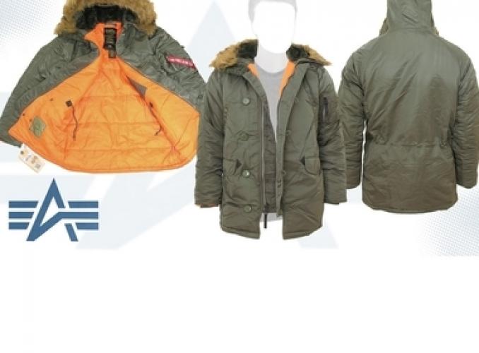 Куртка утеплённая Slim Fit N-3B Parka Alpha Industries Sage/Orange, XL