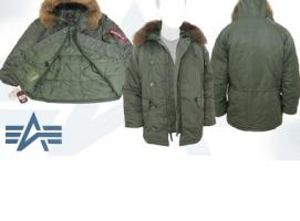 Куртка утеплённая N-3B Parka Alpha Industries Sage Green, натуральный мех, M