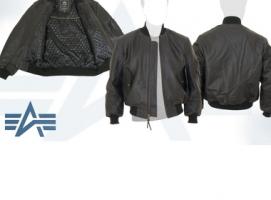 Куртка утеплённая Leather MA-1 Alpha Industries Black, кожа, L