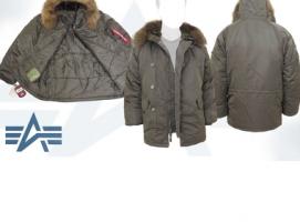 Куртка утеплённая N-3B Parka Alpha Industries Replica Grey, натуральный мех, L