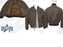 Куртка утеплённая Leather MA-1 Alpha Industries Brown, кожа, L