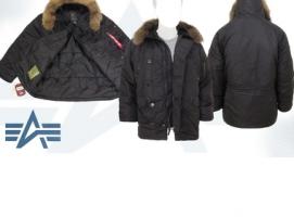 Куртка утеплённая N-3B Parka Alpha Industries Black, натуральный мех, L