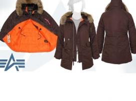 Куртка утеплённая женская N-3B W Parka Alpha Industries Cocoa, натуральный мех, L