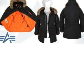 Куртка утеплённая женская N-3B W Parka Alpha Industries Black, натуральный мех, L