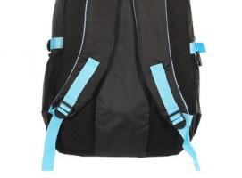 Рюкзак туристический, 3 отдела, 1 наружный и 2 боковых кармана, усиленная спинка, объём - 25л, чёрный/голубой