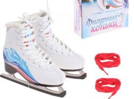 Коньки фигурные с мехом 215DB white-red-blue р.35