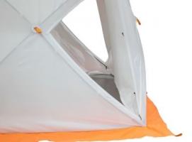 Палатка Призма Люкс 200, 3-слойная, с 2 входами, цвет бело-оранжевый