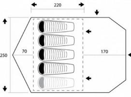 Палатка Trimm Family CAMP II, синяя 4+1, (170+220+70) x 250/170 см