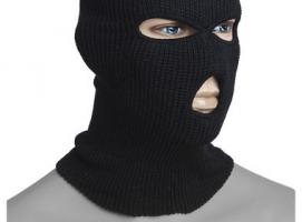 Шлем-маска 3 отверстия вязанный, цвет черный